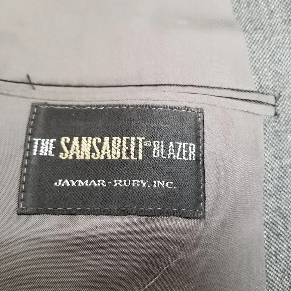 Vintage Jaymar Ruby Double Breasted Blazer 48R Gray Wool Blend Professional